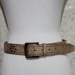 Fossil Women's S Gold Metallic Leather Belt